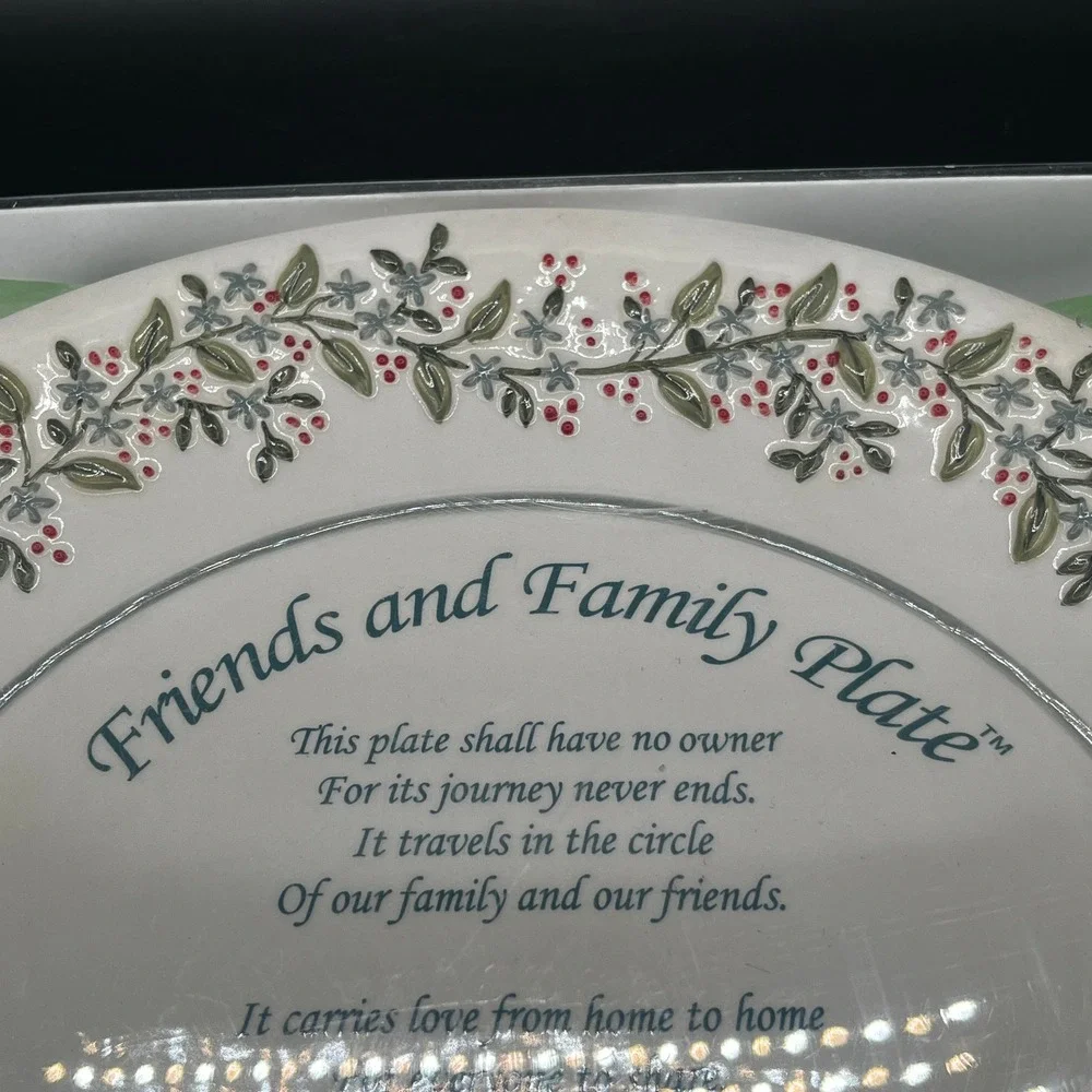 Friends and Family Giving Plate Blue Floral Ceramic 12